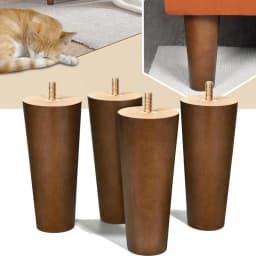 Furniture Legs Wood Sofa Legs Walnut Color Couch Replacement Legs for Cabinet Vanity Couch Chair Dresser