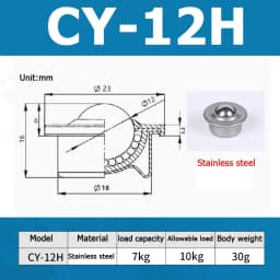 1-10pcs CY-8H/12H/15H/22H/30H/19C/25C Ball Transfer Ball Bearing Bullseye Wheels Carbon Steel / Nylon / SUS304 Stainless Steel