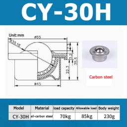 1-10pcs CY-8H/12H/15H/22H/30H/19C/25C Ball Transfer Ball Bearing Bullseye Wheels Carbon Steel / Nylon / SUS304 Stainless Steel