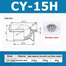 1-10pcs CY-8H/12H/15H/22H/30H/19C/25C Ball Transfer Ball Bearing Bullseye Wheels Carbon Steel / Nylon / SUS304 Stainless Steel