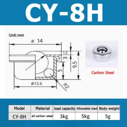 1-10pcs CY-8H/12H/15H/22H/30H/19C/25C Ball Transfer Ball Bearing Bullseye Wheels Carbon Steel / Nylon / SUS304 Stainless Steel