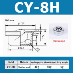 1-10pcs CY-8H/12H/15H/22H/30H/19C/25C Ball Transfer Ball Bearing Bullseye Wheels Carbon Steel / Nylon / SUS304 Stainless Steel