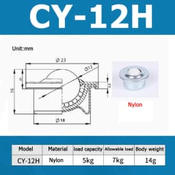 1-10pcs CY-8H/12H/15H/22H/30H/19C/25C Ball Transfer Ball Bearing Bullseye Wheels Carbon Steel / Nylon / SUS304 Stainless Steel