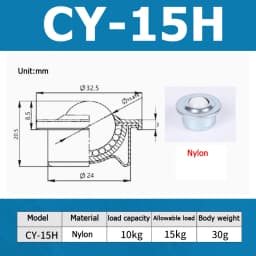 1-10pcs CY-8H/12H/15H/22H/30H/19C/25C Ball Transfer Ball Bearing Bullseye Wheels Carbon Steel / Nylon / SUS304 Stainless Steel