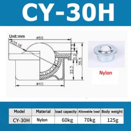 1-10pcs CY-8H/12H/15H/22H/30H/19C/25C Ball Transfer Ball Bearing Bullseye Wheels Carbon Steel / Nylon / SUS304 Stainless Steel