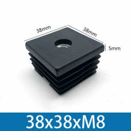 M8 Black Square / Round Plastic Pipe Plugs Adjustable Screw Foot Pad Furniture Leg Cover End Caps 20x20-50x50mm/20-50mm