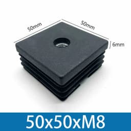 M8 Black Square / Round Plastic Pipe Plugs Adjustable Screw Foot Pad Furniture Leg Cover End Caps 20x20-50x50mm/20-50mm