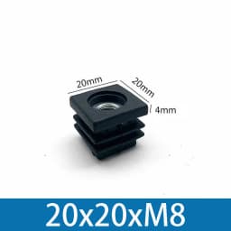 M8 Black Square / Round Plastic Pipe Plugs Adjustable Screw Foot Pad Furniture Leg Cover End Caps 20x20-50x50mm/20-50mm