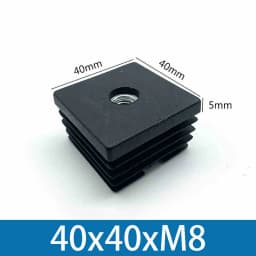 M8 Black Square / Round Plastic Pipe Plugs Adjustable Screw Foot Pad Furniture Leg Cover End Caps 20x20-50x50mm/20-50mm