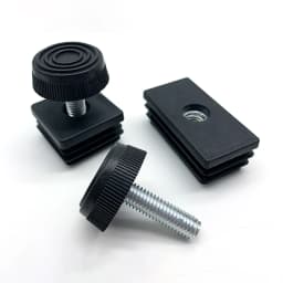 M8 Black Square / Round Plastic Pipe Plugs Adjustable Screw Foot Pad Furniture Leg Cover End Caps 20x20-50x50mm/20-50mm