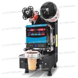 350W Automatic Cup Sealing Machine Electric Plastic Sealer for Paper Cups Milk Tea Food Bubble Tea Film Sealer English Version