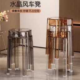 Cost-effective Light Luxury Crystal High-Footed Stool, High-Quality Living Room and Dining Room Spare Transparent Bench