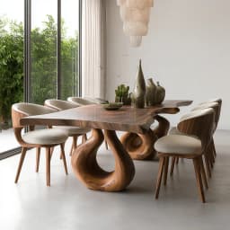 #Luxury Solid Wood Dining Table Set Modern Chairs Minimalist Home Furniture Villa Hotel Banquet Room Decor