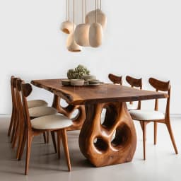 #Luxury Solid Wood Dining Table Set Modern Chairs Minimalist Home Furniture Villa Hotel Banquet Room Decor