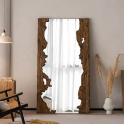 Mid century wooden full-length mirror furniture living room floor mounted dressing mirror room decoration espejos para pared