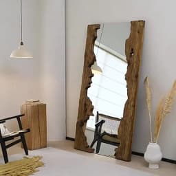 Mid century wooden full-length mirror furniture living room floor mounted dressing mirror room decoration espejos para pared
