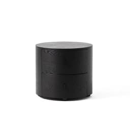 Italian Minimalist Round Bedside Table Smoked Bedroom Storage Cabinet Solid Wood Rock Slab Bedside Table Nordic 40CM Small