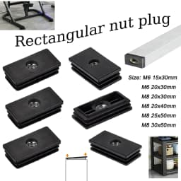 4-20PCS Black Plastic Rectangular Hole Plugs M6 M8 Threaded Nut Covers,Dust-proof End Caps for Chairs Furniture Legs Accessories