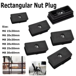 4-20PCS Black Plastic Rectangular Hole Plugs M6 M8 Threaded Nut Covers,Dust-proof End Caps for Chairs Furniture Legs Accessories