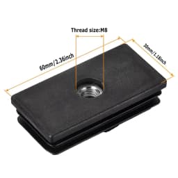 4-20PCS Black Plastic Rectangular Hole Plugs M6 M8 Threaded Nut Covers,Dust-proof End Caps for Chairs Furniture Legs Accessories