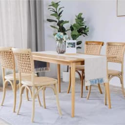 For Scandinavian Dining Chair Vintage Rattan Backrest Chairs with Solid Wood Legs Comfortable Cafe Seat Rustic Tea Room Furnitur