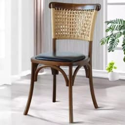 For Scandinavian Dining Chair Vintage Rattan Backrest Chairs with Solid Wood Legs Comfortable Cafe Seat Rustic Tea Room Furnitur