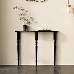French Solid Wood Console Tables Minimalist Semicircle Entryway Table Narrow European Hall Furniture Black Slim Wall Sofa Tables