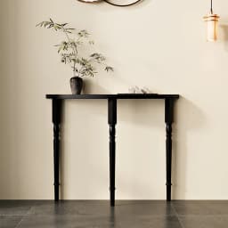 French Solid Wood Console Tables Minimalist Semicircle Entryway Table Narrow European Hall Furniture Black Slim Wall Sofa Tables