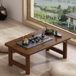 Solid Bamboo Kang Table Foldable Low Tatami Table Multi‑Purpose for Bay Window Bed Laptop Work Coffee Tea Home Use