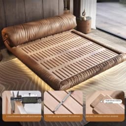 200x220cm Italian Luxury Suspension Bed Designer Leather Frames Double Bed King Size Queen Twin Headboard Bedroom Furniture