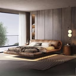 200x220cm Italian Luxury Suspension Bed Designer Leather Frames Double Bed King Size Queen Twin Headboard Bedroom Furniture
