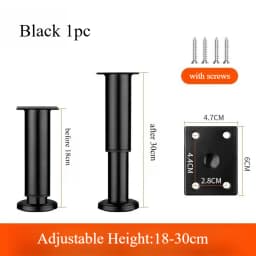 1pc Adjustable Height Furniture Support Legs for Bed Frame, Metal Adjustable Furniture Legs