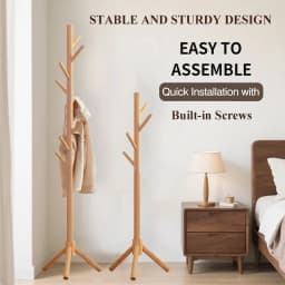 Solid wood coat rack Floor hanger Shelf Bedroom bag rack Children's hanger
