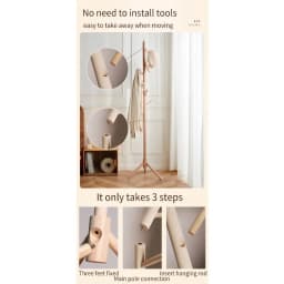 Solid wood coat rack Floor hanger Shelf Bedroom bag rack Children's hanger