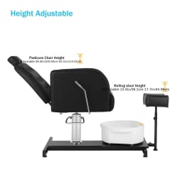 Foot SPA Chair Sofa with Foot Bath Basin Pedicure Hydraulic Lifting 360° Rotation Nail Salon Furniture