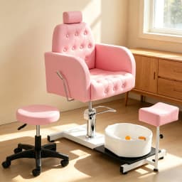 Foot SPA Chair Sofa with Foot Bath Basin Pedicure Hydraulic Lifting 360° Rotation Nail Salon Furniture