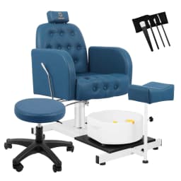 Foot SPA Chair Sofa with Foot Bath Basin Pedicure Hydraulic Lifting 360° Rotation Nail Salon Furniture