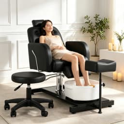 Foot SPA Chair Sofa with Foot Bath Basin Pedicure Hydraulic Lifting 360° Rotation Nail Salon Furniture