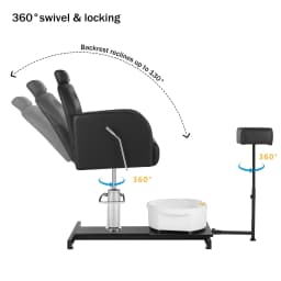 Foot SPA Chair Sofa with Foot Bath Basin Pedicure Hydraulic Lifting 360° Rotation Nail Salon Furniture