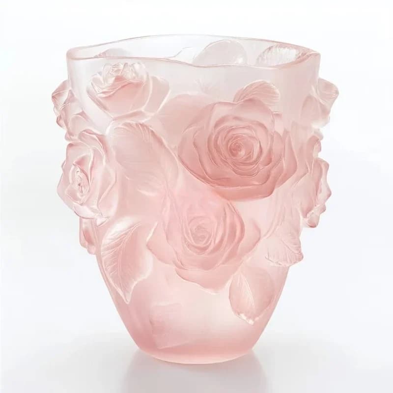 Hand-carved home decoration, ornaments crystal glass rose vase