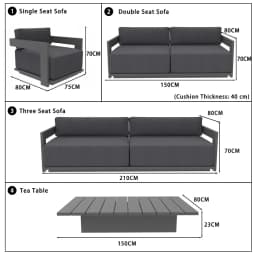 Modern Outdoor Aluminum Sofa Set with Coffee Table, Garden Terrace, Patio and Park Waterproof Terrace Leisure Furniture