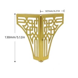4pcs Golden Geometric Metal Furniture Legs - Hollowed-Out Polished, for Sofas/Coffee/TV/Shoe Cabinets, Modern Decor