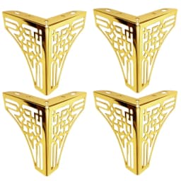 4pcs Golden Geometric Metal Furniture Legs - Hollowed-Out Polished, for Sofas/Coffee/TV/Shoe Cabinets, Modern Decor