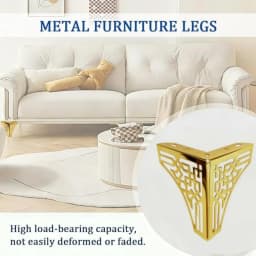 4pcs Golden Geometric Metal Furniture Legs - Hollowed-Out Polished, for Sofas/Coffee/TV/Shoe Cabinets, Modern Decor