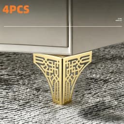 4pcs Golden Geometric Metal Furniture Legs - Hollowed-Out Polished, for Sofas/Coffee/TV/Shoe Cabinets, Modern Decor