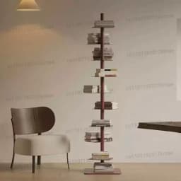 Rotating Invisible Bookshelve, Living Room, Iron Craft Display Stand , 9-layer Display Shelves, Storage Shelves,Corner Bookcases