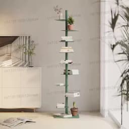 Rotating Invisible Bookshelve, Living Room, Iron Craft Display Stand , 9-layer Display Shelves, Storage Shelves,Corner Bookcases