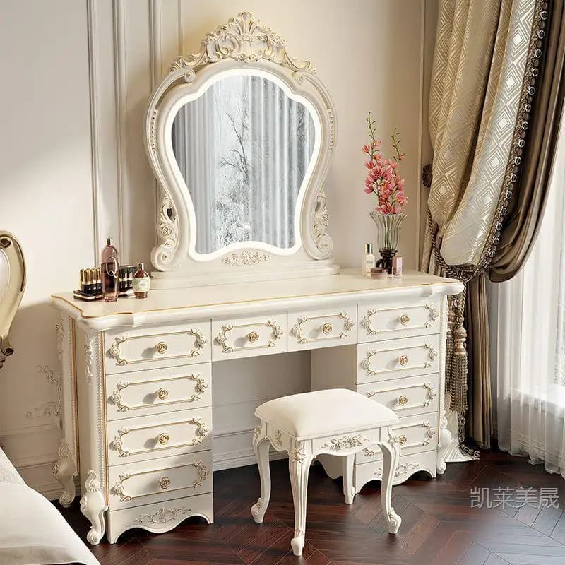 Hxl vanity table - all-in-one multifunctional makeup desk with storage for bedroom
