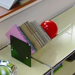 Mid-Century Modern Bookshelf Magazine Rack Stainless Steel Acrylic Desktop Storage Shelf for Office Study Room Decor Bookcase