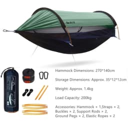 3-in-1 Outdoor Sunshade Mosquito Net Hammock, Silver-Coated Sun-Protection Camping Mosquito-Proof Hammock